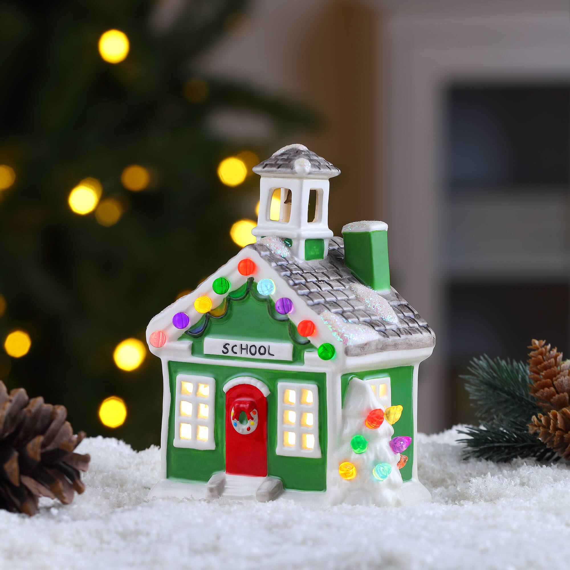 6" LED Nostalgic Ceramic Village School